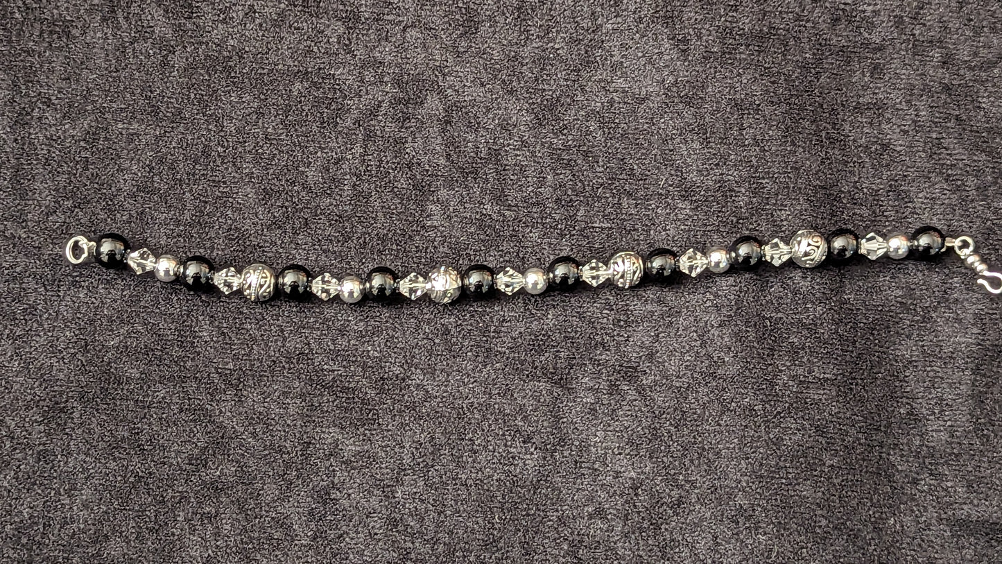 Black Agate and Sterling Silver Bracelet
