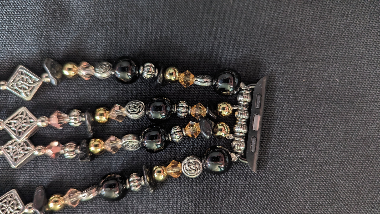 Black Jade, Pewter, Crystal & Blackstone Apple Watch Band