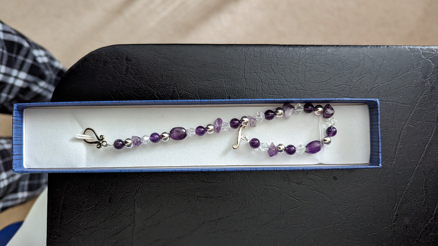 Amethyst & Austrian Crystal Bracelet