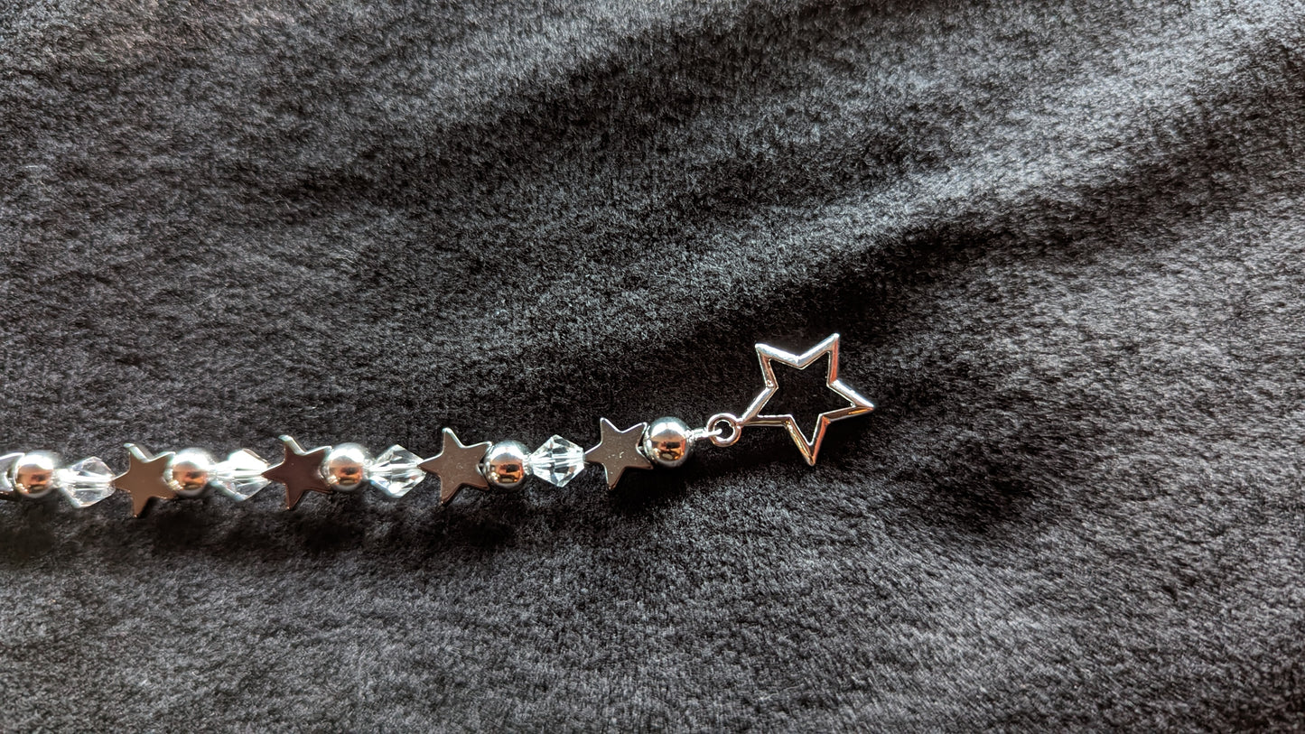 Hematite Stars and Austrian Crystal Bracelet