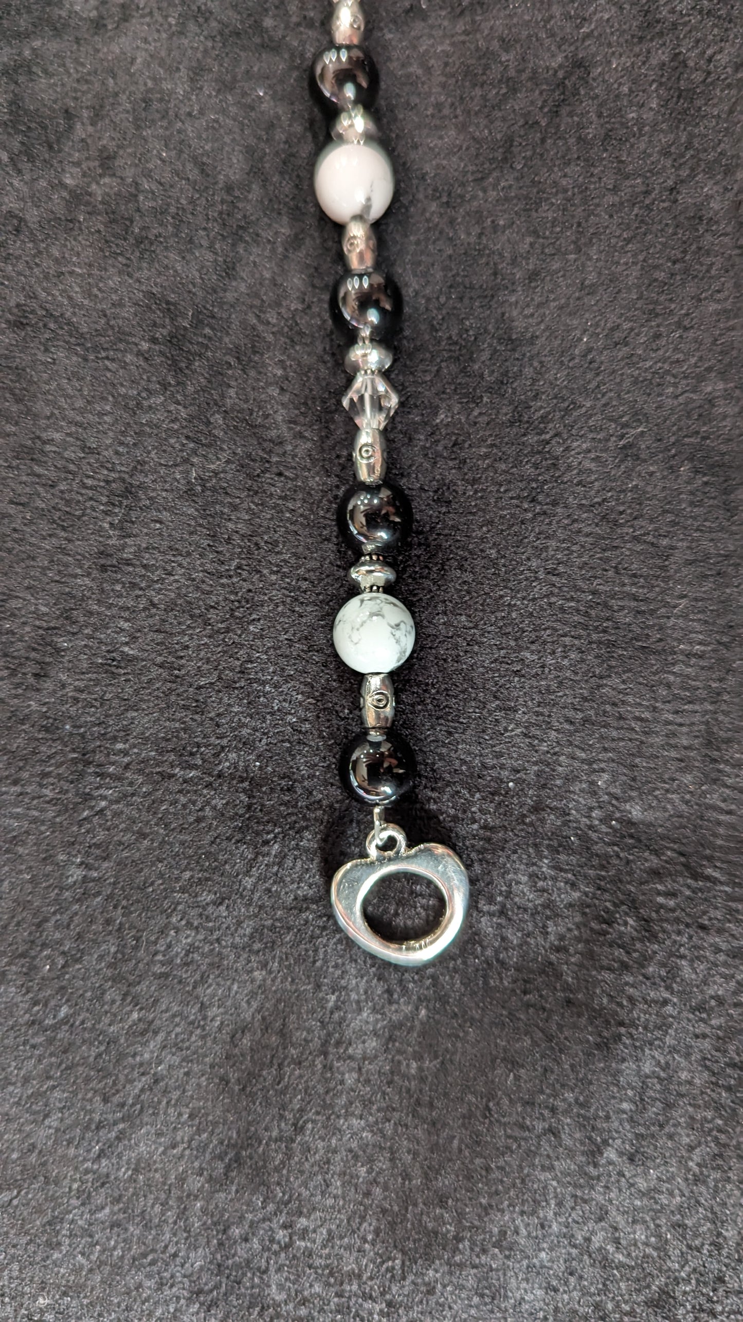 Black Agate, Howlite, and Pewter Bracelet