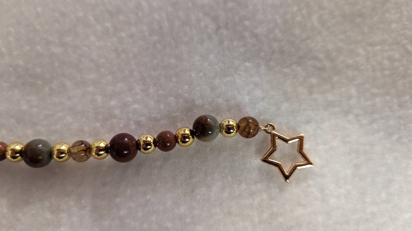 Ocean Jasper, Coffee Vein Agate, and Brown Goldstone Bracelet