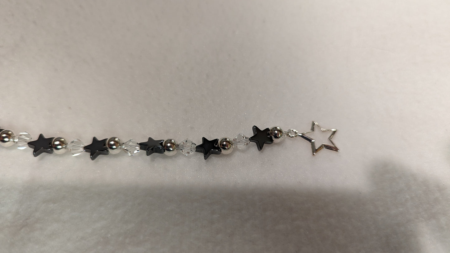 Hematite Stars and Austrian Crystal Bracelet