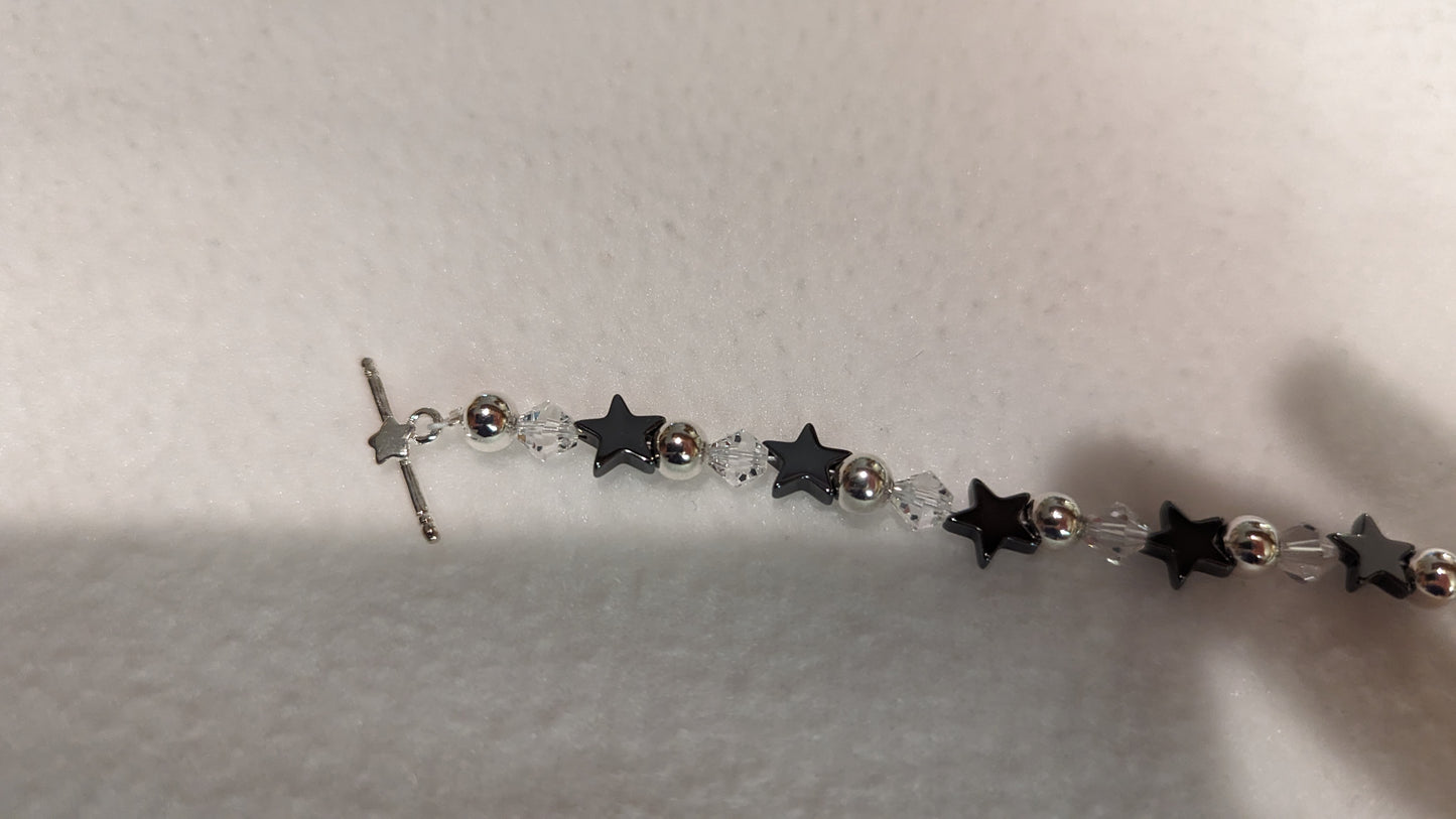 Hematite Stars and Austrian Crystal Bracelet