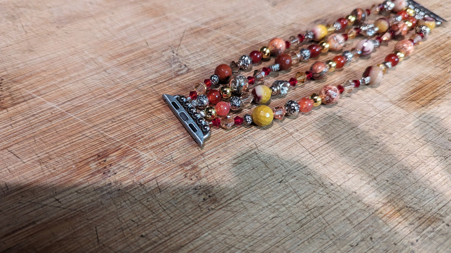 Leopard Jasper, Red Dragon Vein Agate, and Mookaite Jasper Apple Watch Band