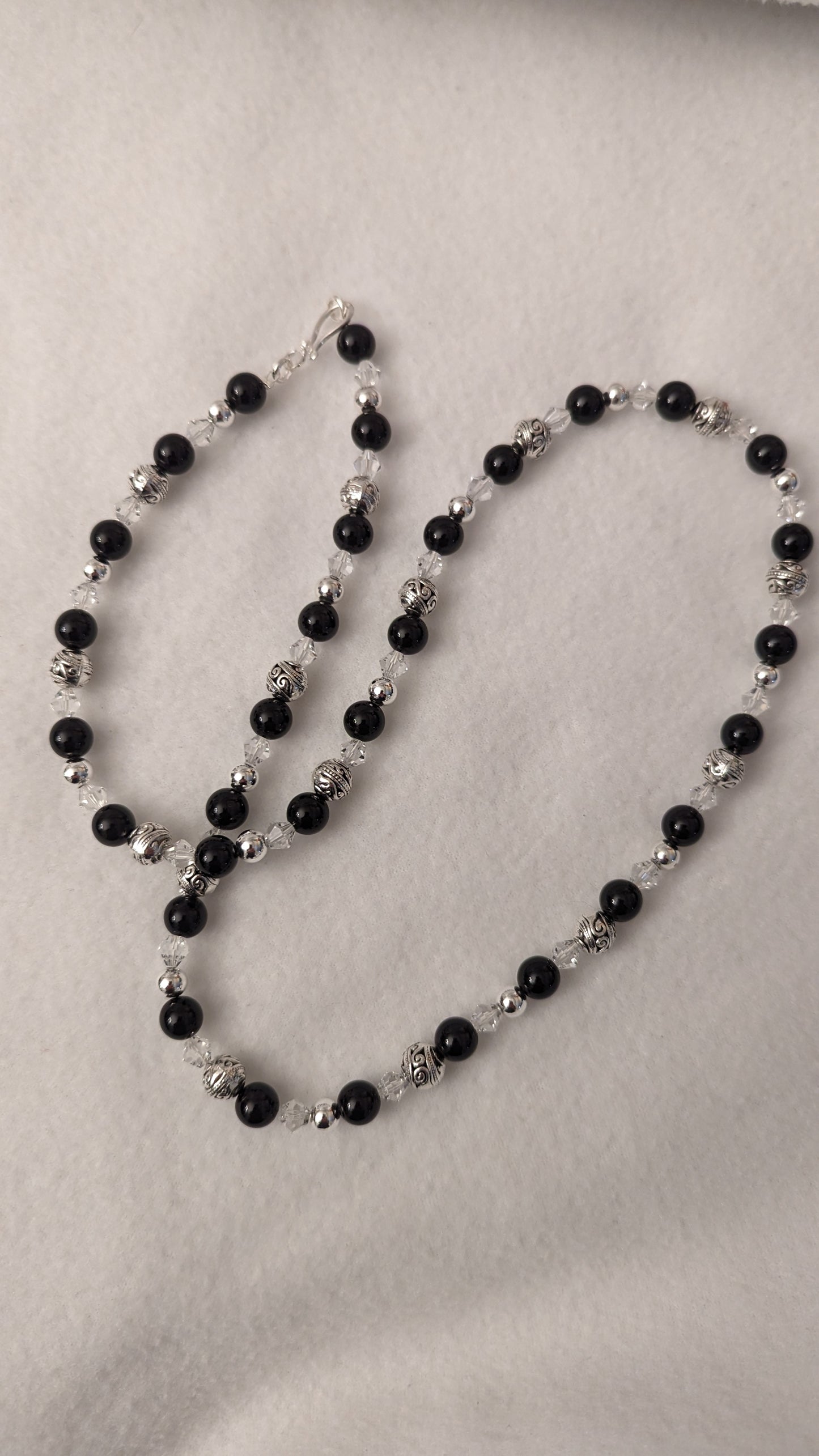 Black Agate and Sterling Silver Necklace