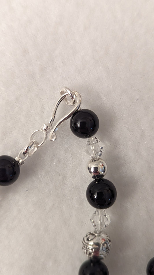 Black Agate and Sterling Silver Necklace