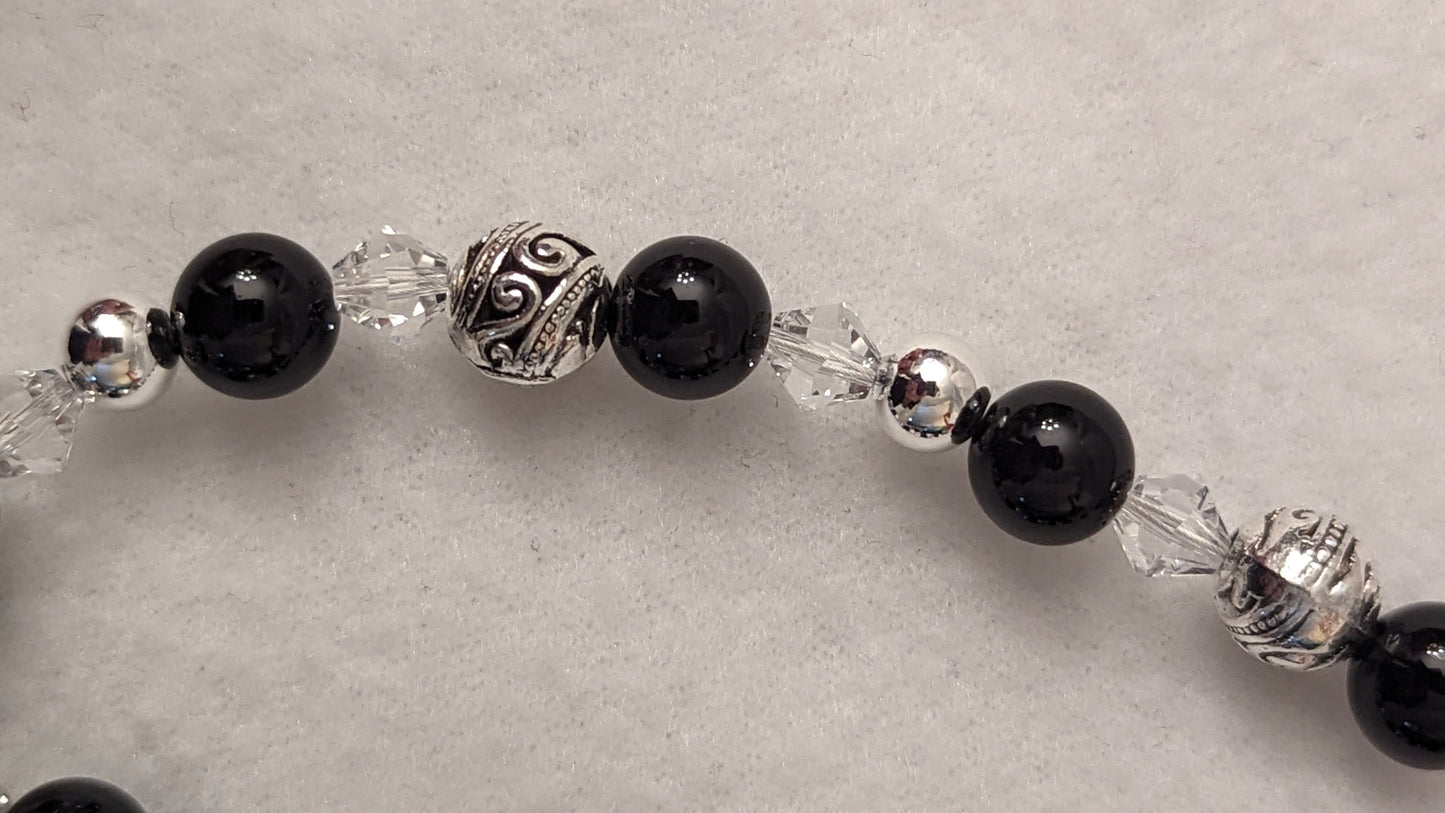 Black Agate and Sterling Silver Necklace