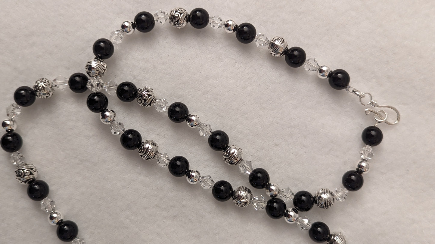 Black Agate and Sterling Silver Necklace