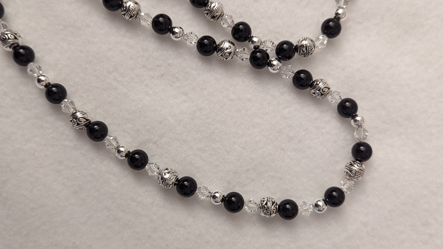 Black Agate and Sterling Silver Necklace