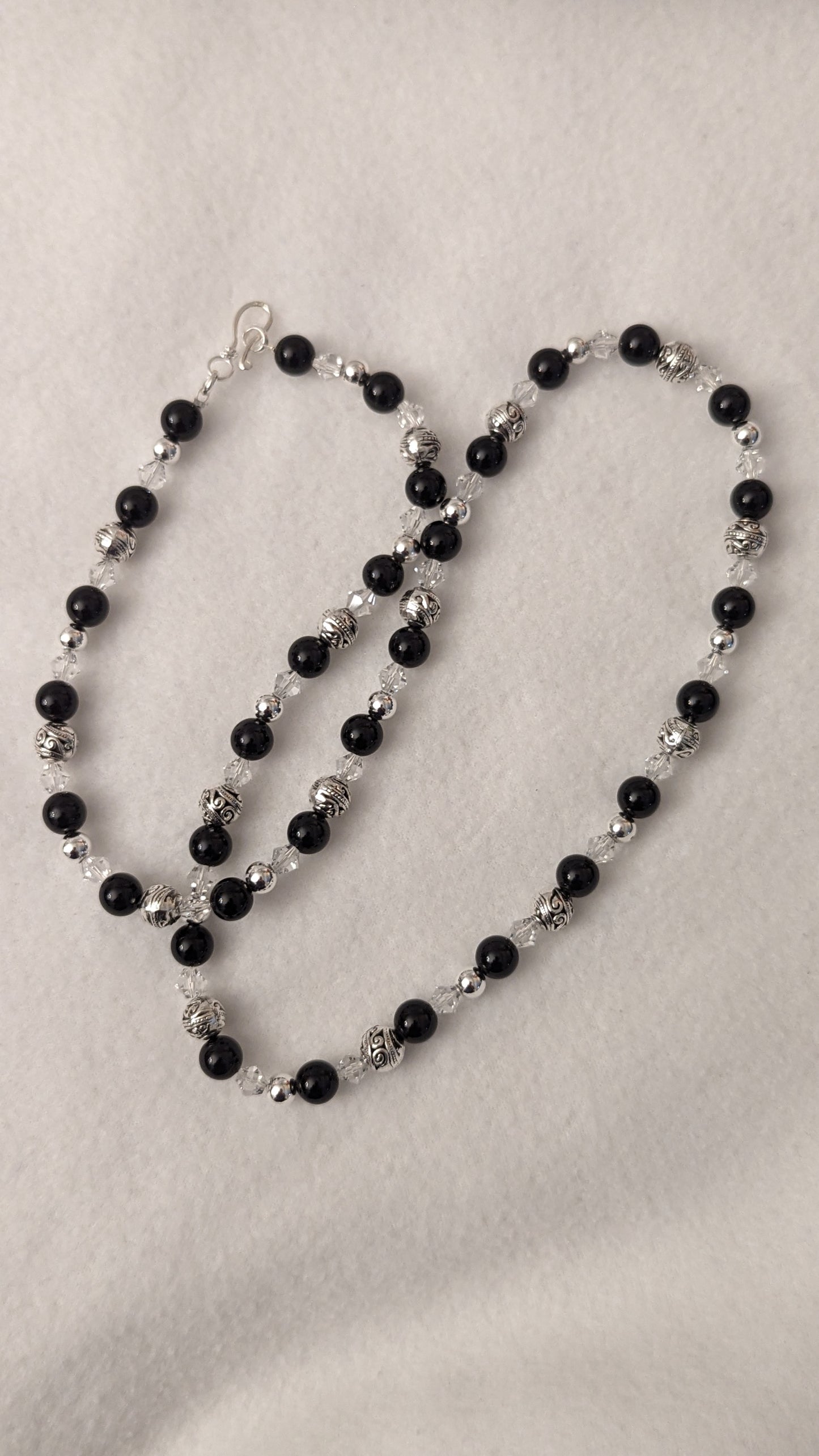 Black Agate and Sterling Silver Necklace