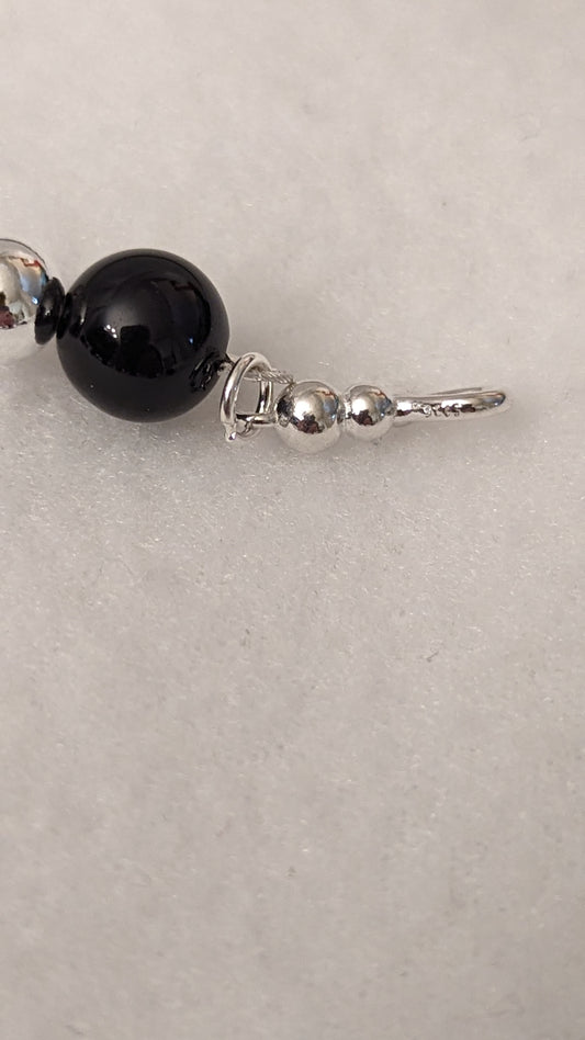 Black Agate and Sterling Silver Bracelet