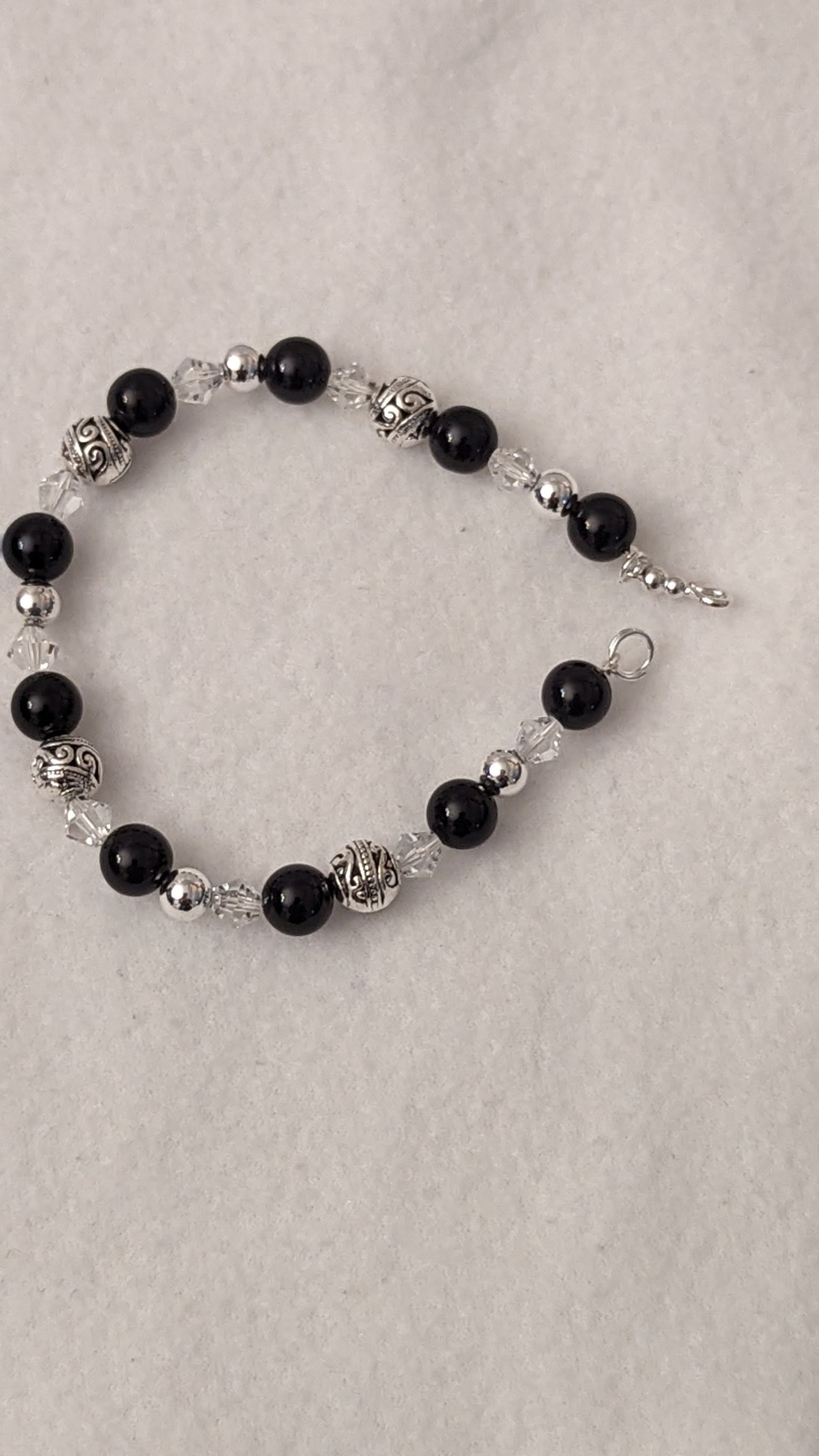 Black Agate and Sterling Silver Bracelet