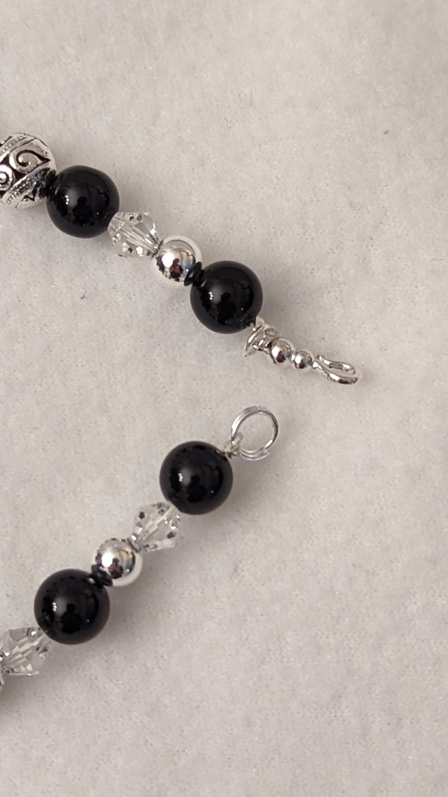 Black Agate and Sterling Silver Bracelet