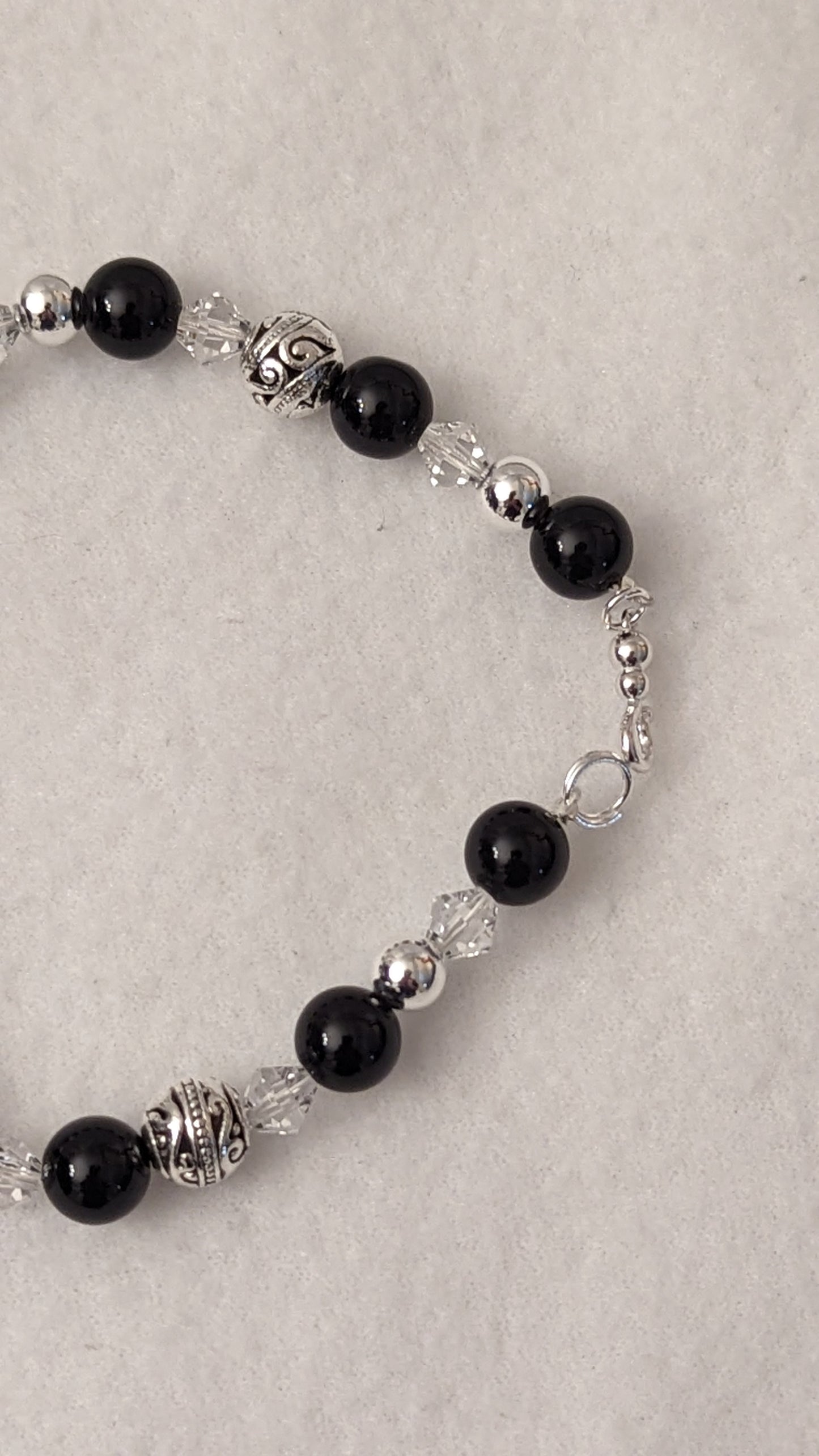 Black Agate and Sterling Silver Bracelet