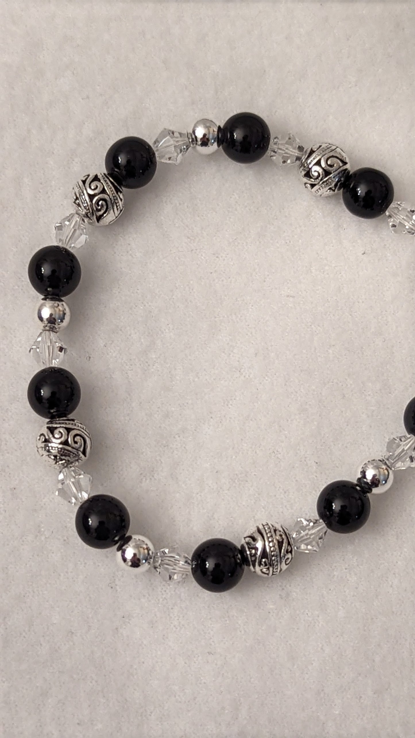 Black Agate and Sterling Silver Bracelet