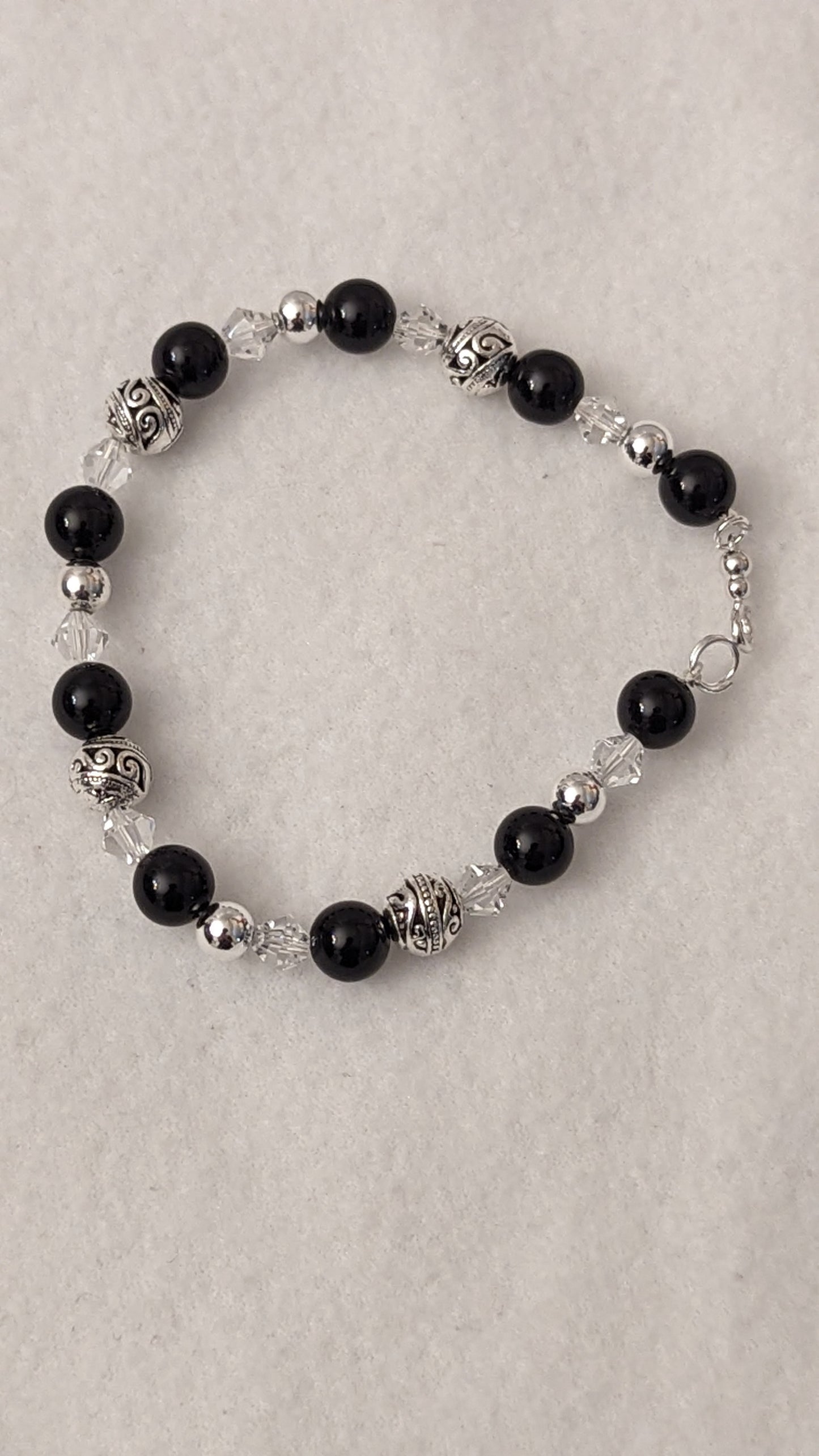 Black Agate and Sterling Silver Bracelet