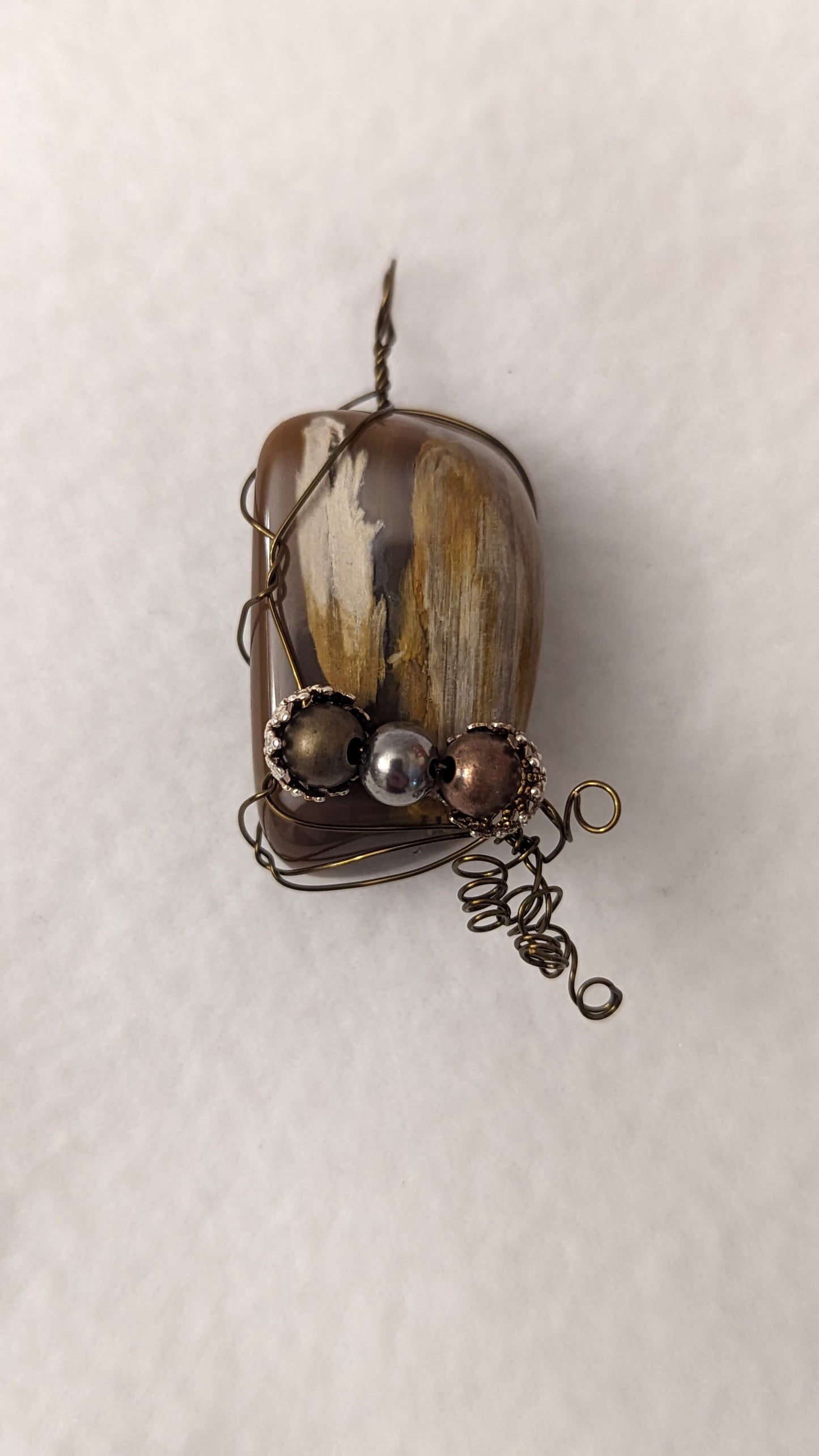 Petrified wood (Wood Agate) Wire Wrapped Cabochon Pendant