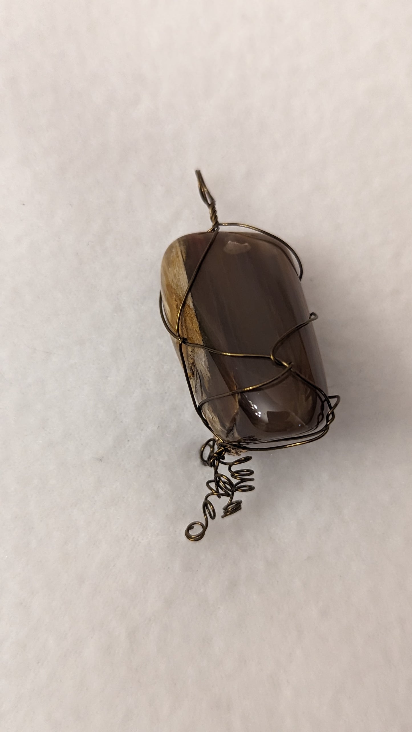 Petrified wood (Wood Agate) Wire Wrapped Cabochon Pendant