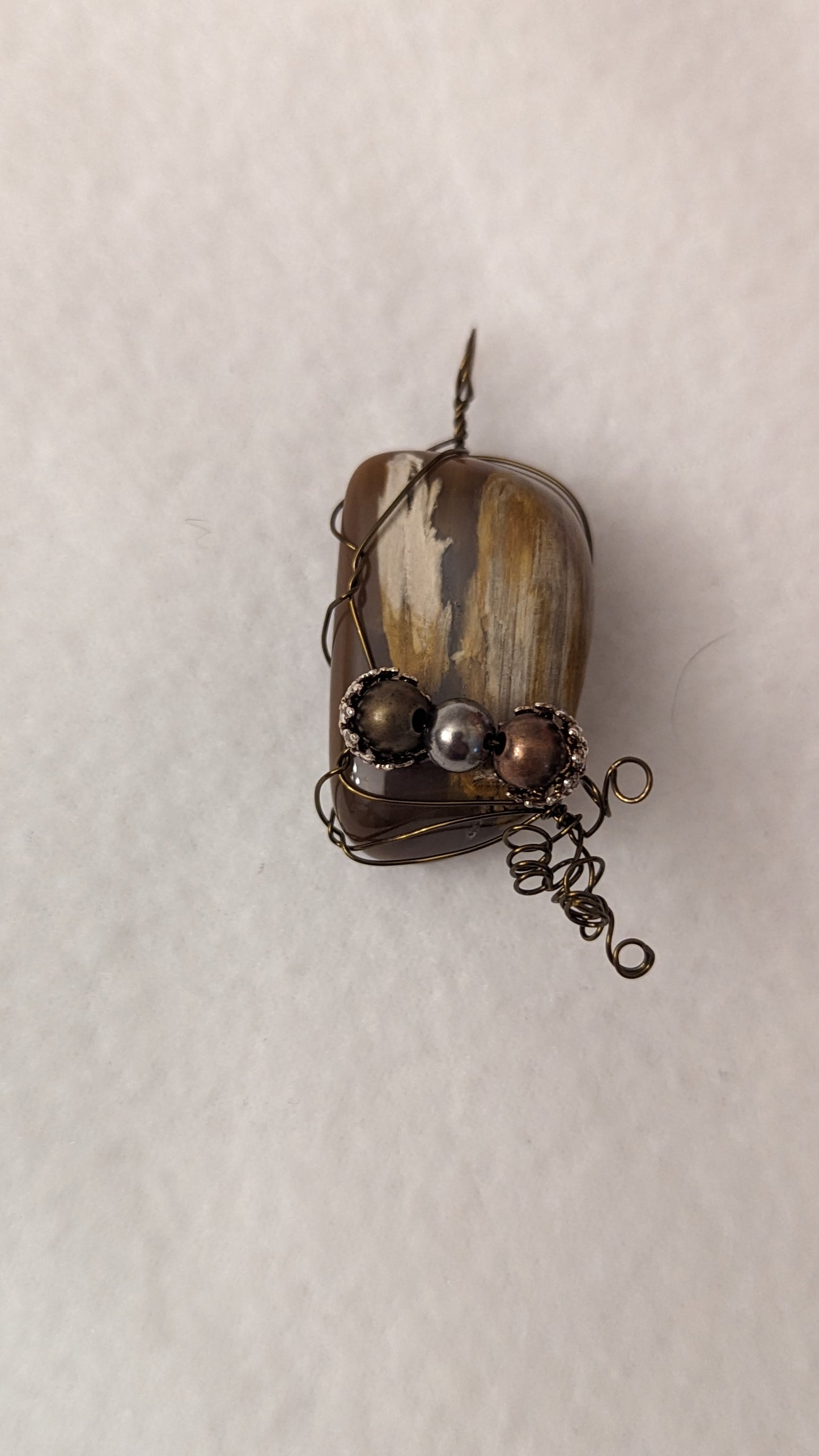 Petrified wood (Wood Agate) Wire Wrapped Cabochon Pendant