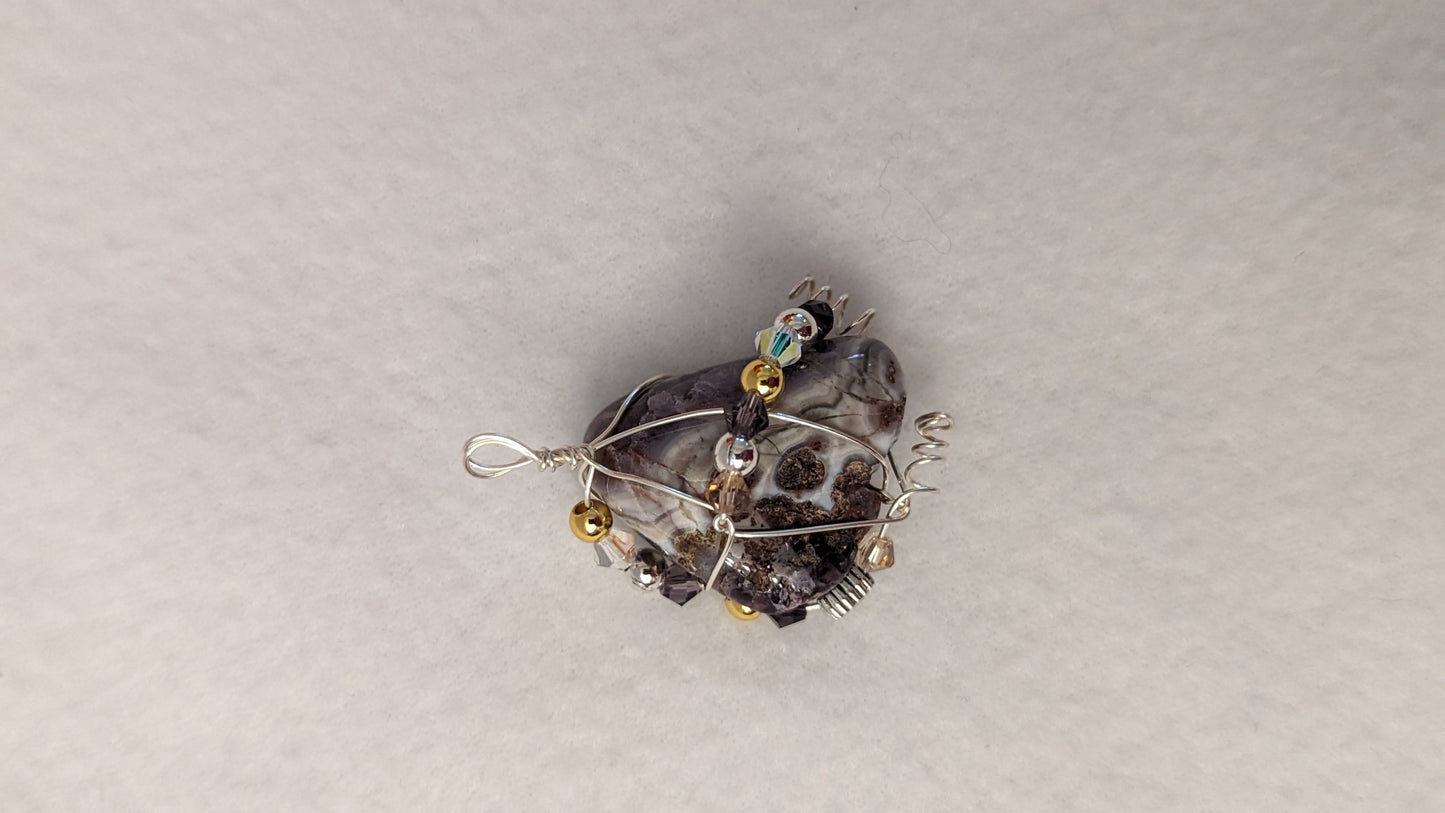 Purple Crazy Lace Agate Cabochon Pendant