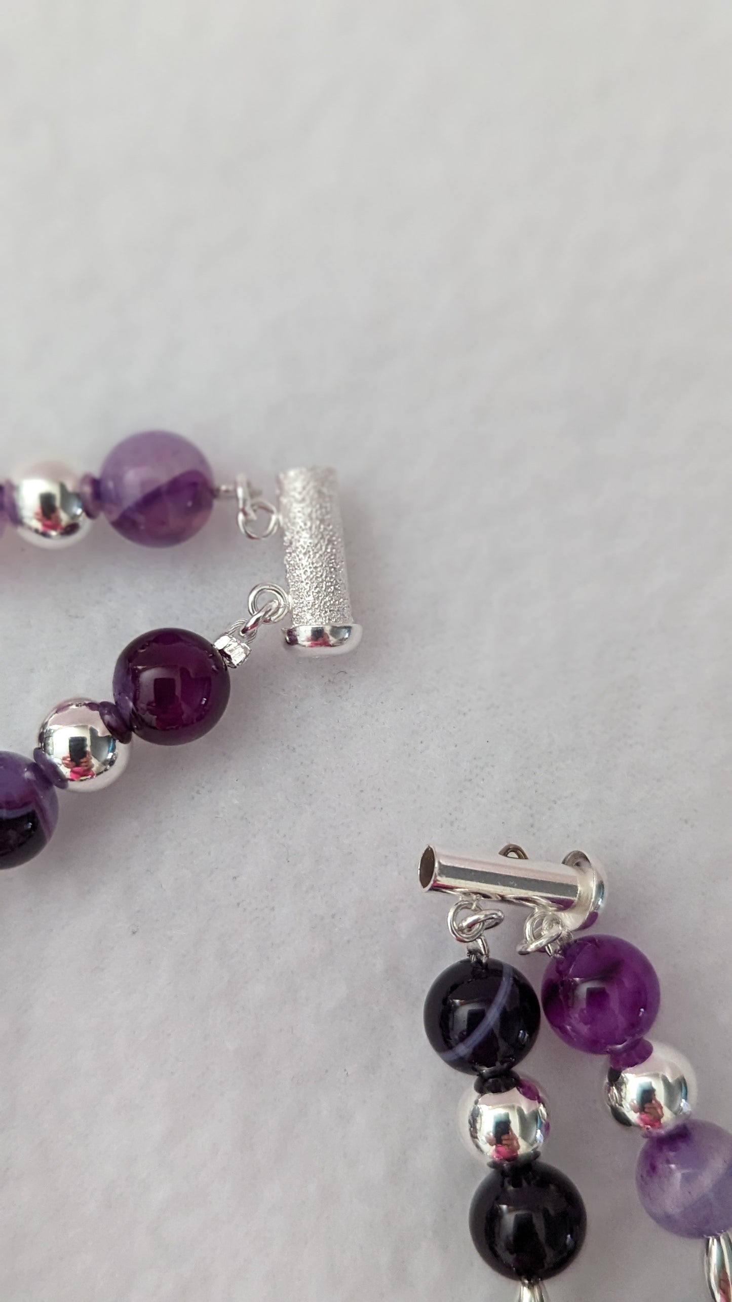 Amethyst, Purple Lace Agate & Sterling Silver Bracelet