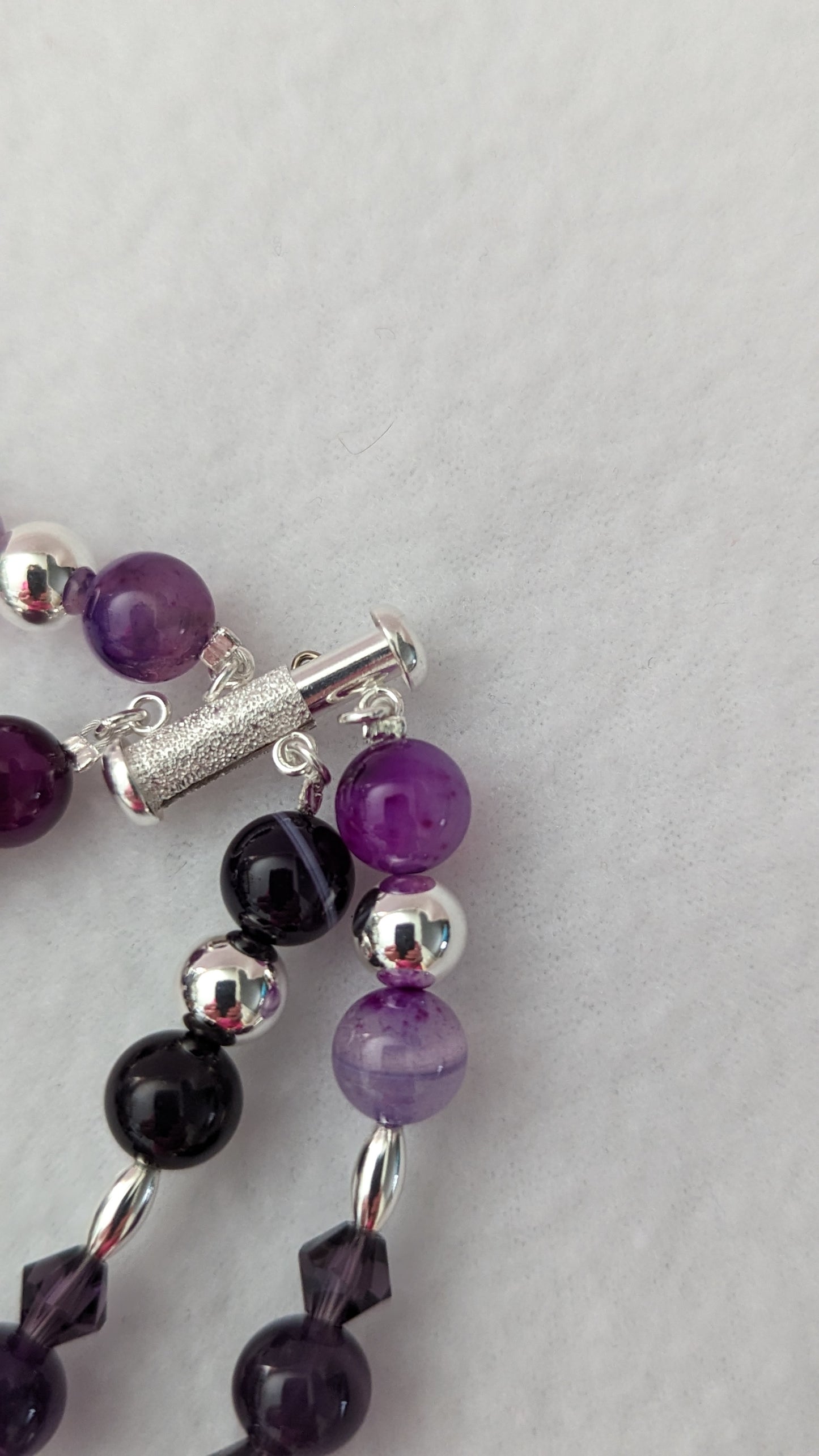 Amethyst, Purple Lace Agate & Sterling Silver Bracelet