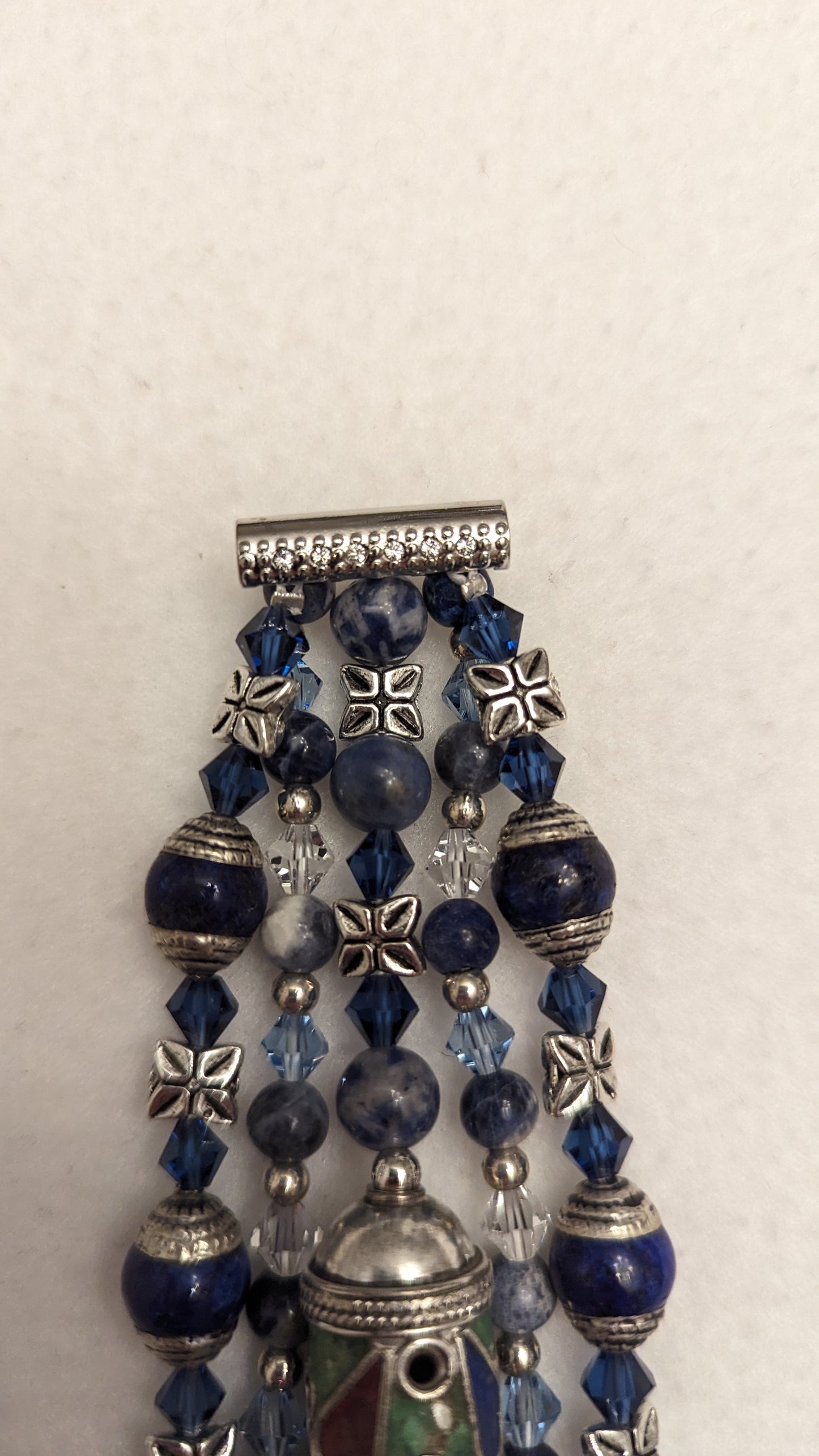 Artisan Enameled Berber Pewter, Lapis Lazuli, Sodalite, and Austrian Crystal Fitbit Versa 1/2 Band