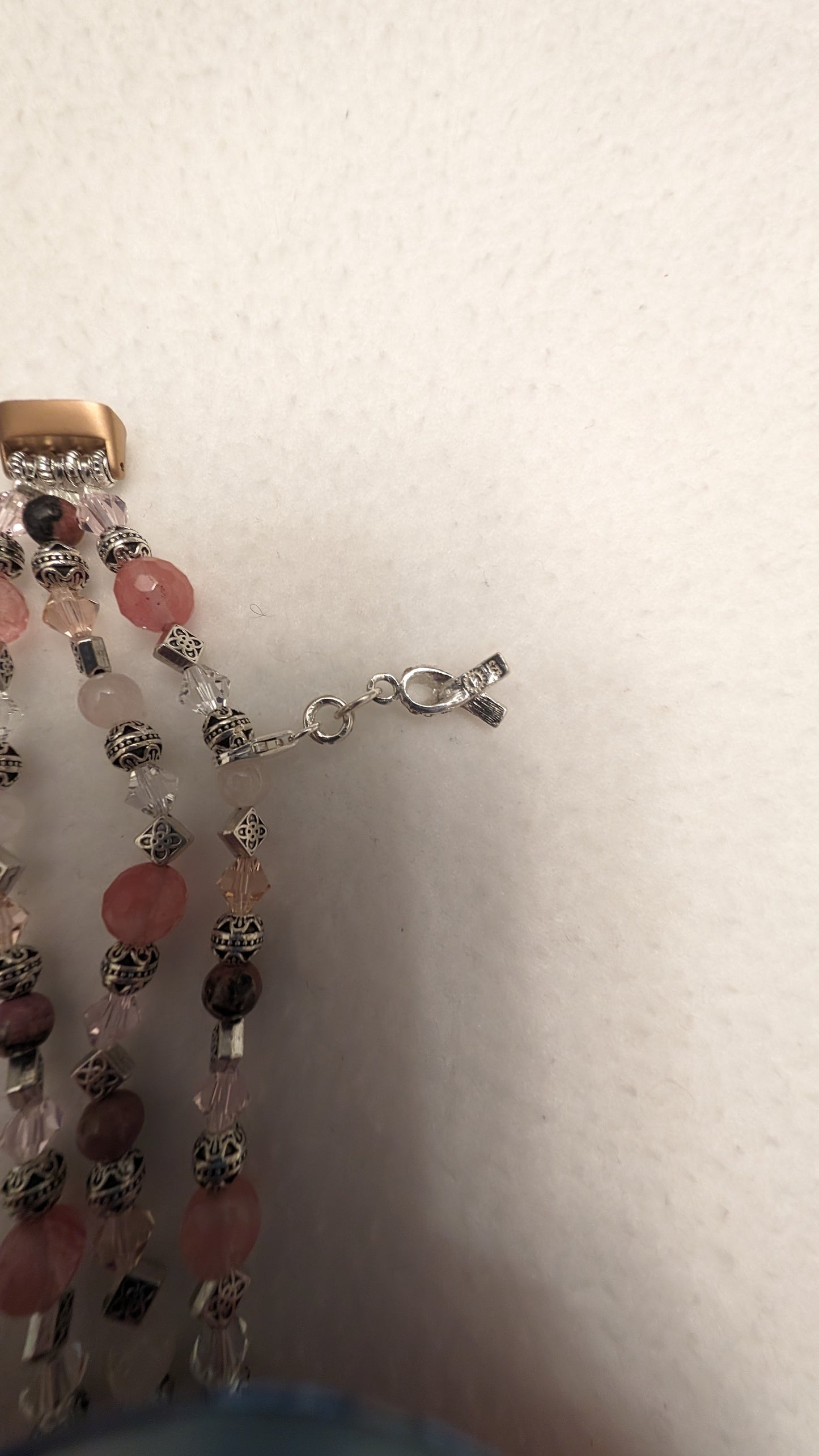 Rhodolite, Cherry and Rose Quartz Breast Cancer Tribute Band