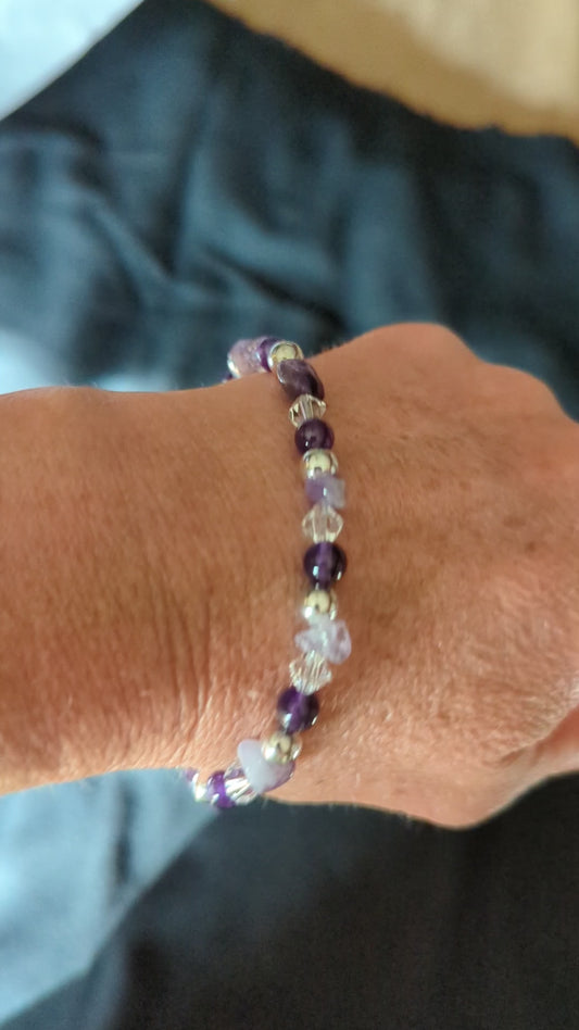 Amethyst & Austrian Crystal Bracelet